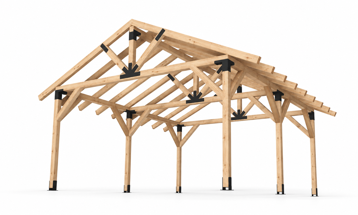 5 × 6 m Gable Pergola Metal Connector Kit + Free Plans & Timber Cutting List