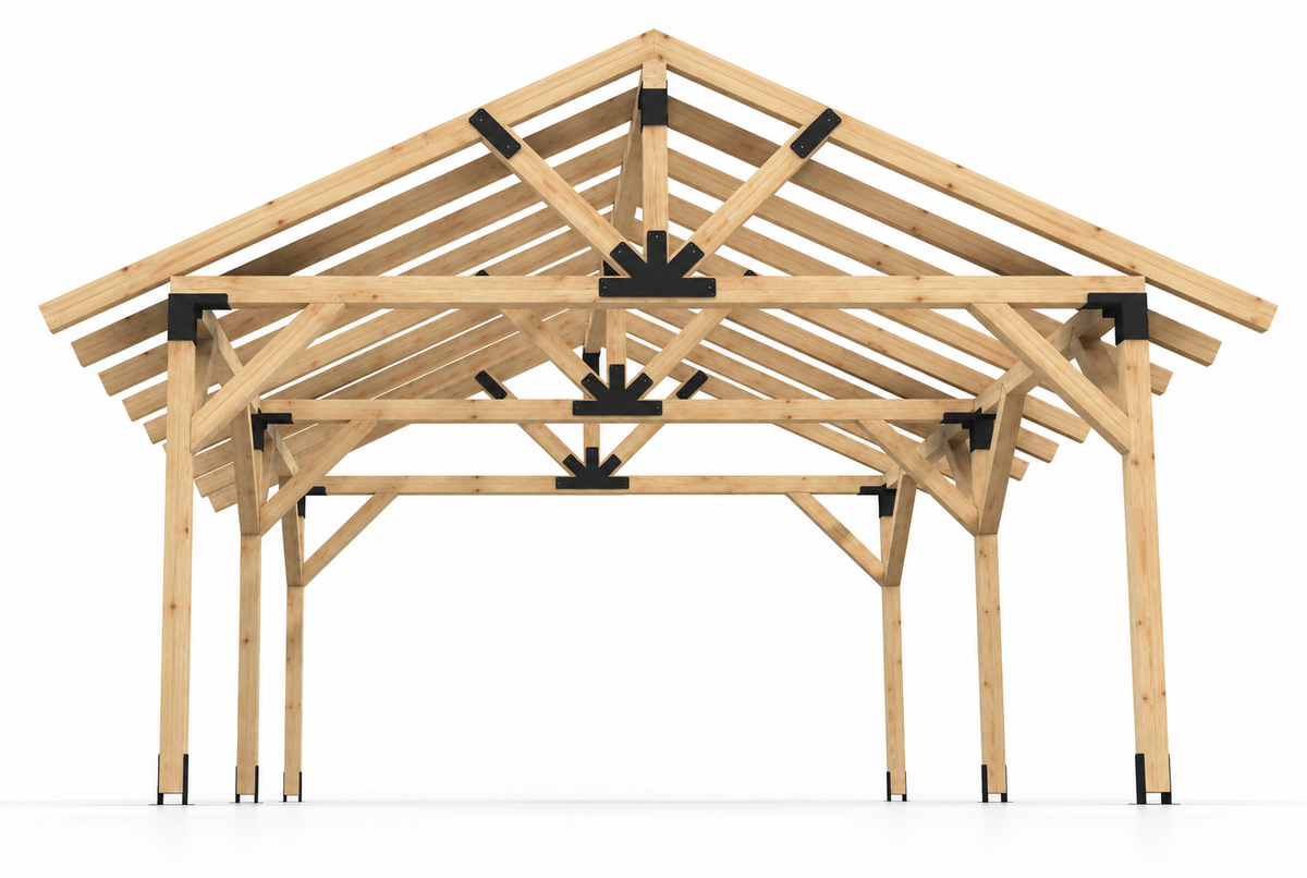 5 × 6 m Gable Pergola Metal Connector Kit + Free Plans & Timber Cutting List
