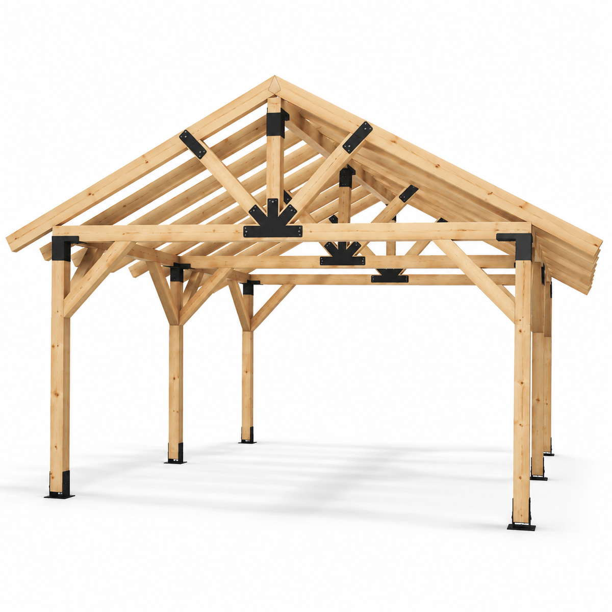 5 × 6 m Gable Pergola Metal Connector Kit + Free Plans & Timber Cutting List
