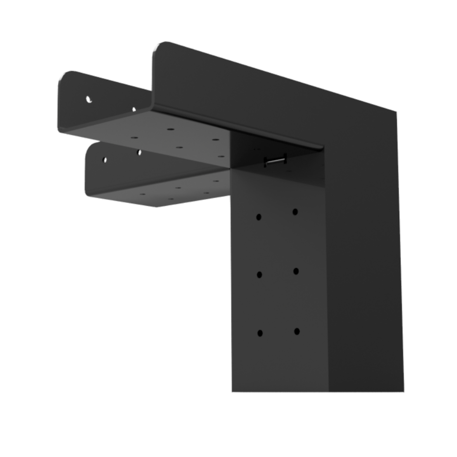 Black metal bracket on a white background