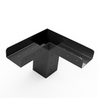 Black metal corner bracket on a white background