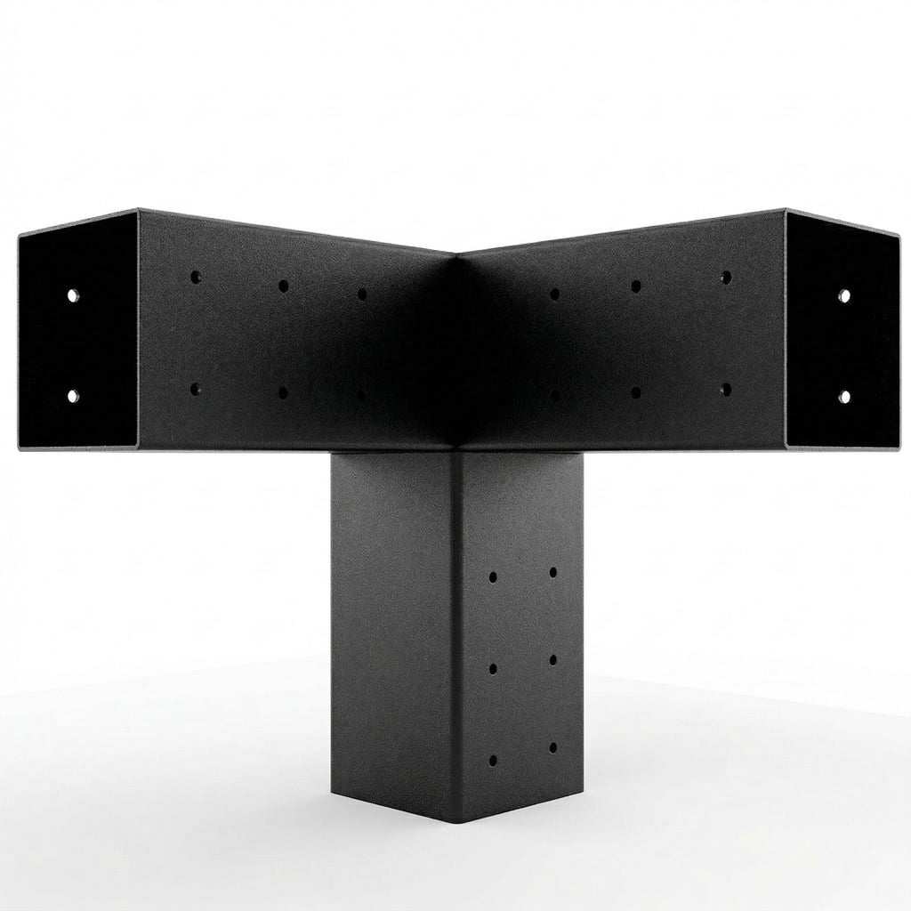Black metal bracket on a white background