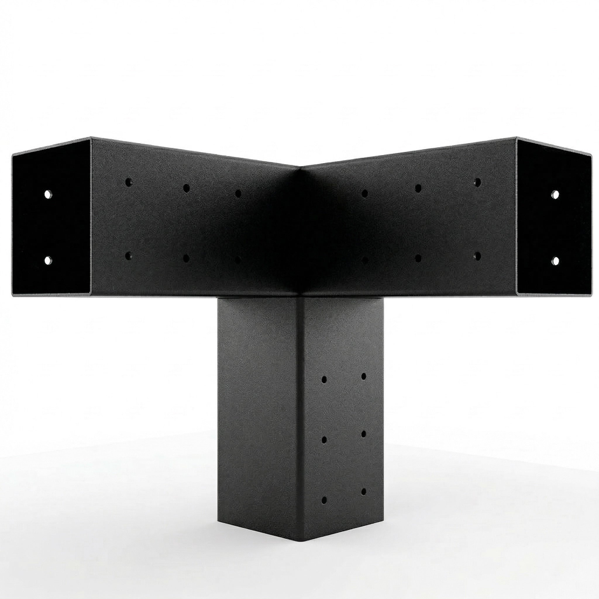 Black metal bracket on a white background