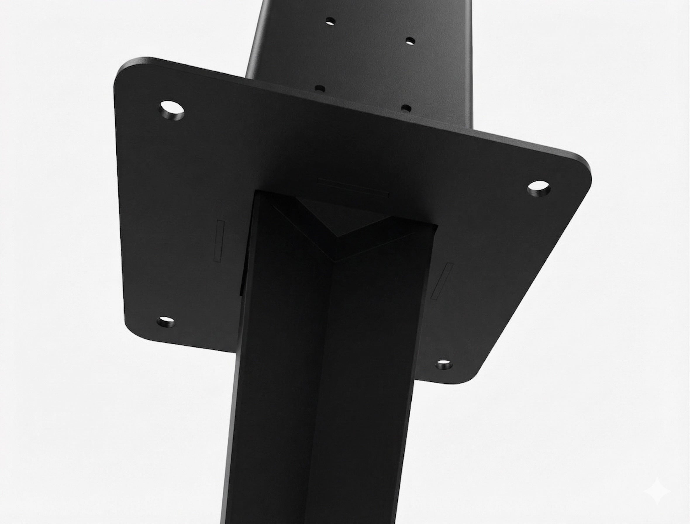 Black metal bracket on a white background