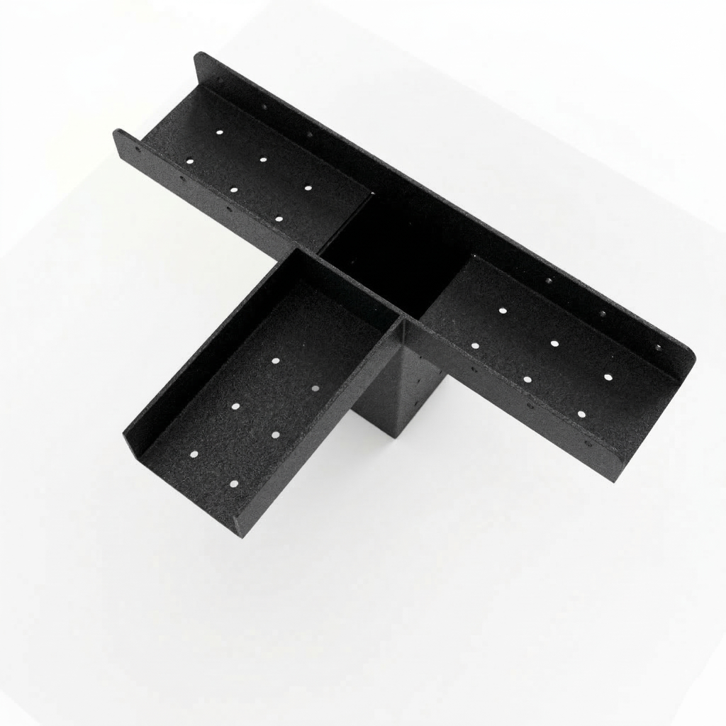 Métal noir support avec plusieurs trous sur fond blanc