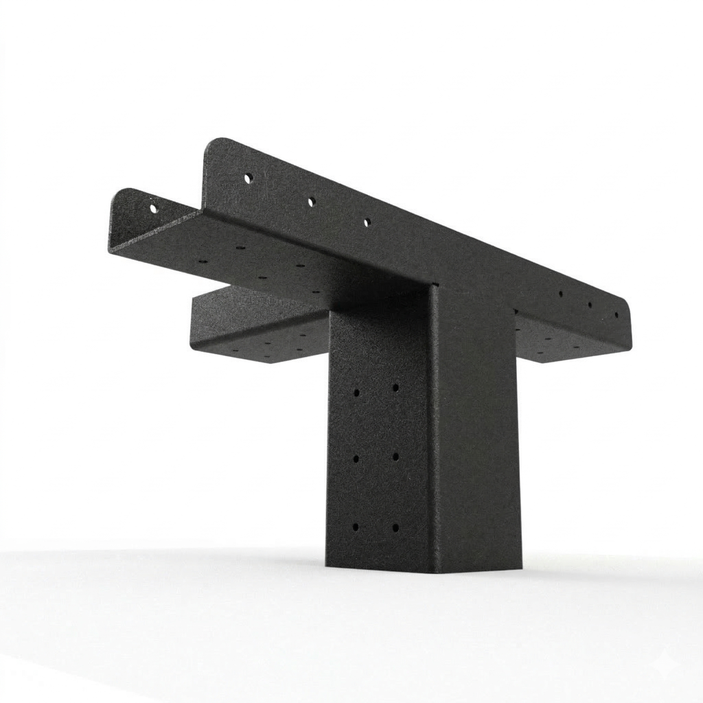 Métal noir support sur fond blanc