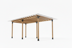 Struttura di pergola in legno su sfondo bianco