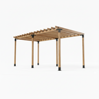 Struttura di pergola in legno su sfondo bianco