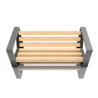 Wooden bench with metal frame on a white background