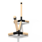 Wooden mallets with black accents on a white background